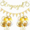 Engagement Party Decorations with Congratulations Banner and Gold Confetti Balloons - 22Pcs Banners and Signs Personalised,Gold Bunting for Engagement Decorations, Wedding, Proposal Engagement Party