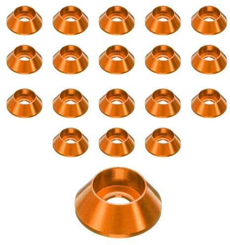 Lot de 20 rondelles coniques anodisées M5 à tête fraisée en alliage d'aluminium orange pour vis et boulons mécaniques