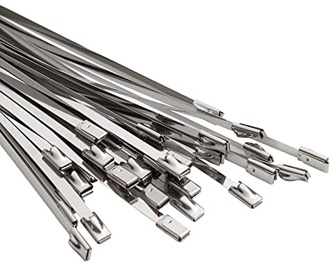 OFFO Metal Zip Ties 4.6 * 300mm Premium Heavy Duty Stainless Steel Wire Multifunctional Locking Exhaust Wrap Flexible Durable 100 PCS