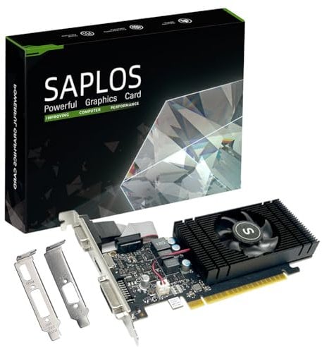 SAPLOS GTX 750 Ti Scheda Video 4 GB 128 bit, HDMI, VGA, DVI, Scheda grafica basso profilo PC, computer GPU, Low Power, PCI Express x16, DirectX 12