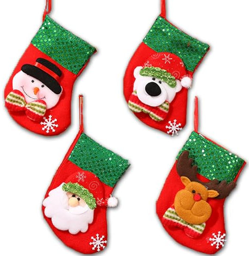 ARROMI 4 Stück Nikolausstrumpf Set, Weihnachtsstrümpfe, Weihnachtsbaum, DIY Geschenk Weihnachtssocken, Nikolaussocken für Weihnachtsfeier Dekorieren, Weihnachtsdeko Basteln