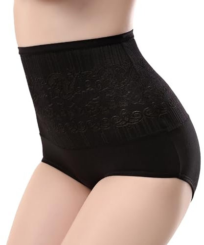 sous Vetements Féminins Border Solid Colour Tight Cotton High Waisted to The Buttocks Belly Postpartum Large Size Female Shorty Gainant Femme Lot de Culotte Grande Taille (Black, XXL)