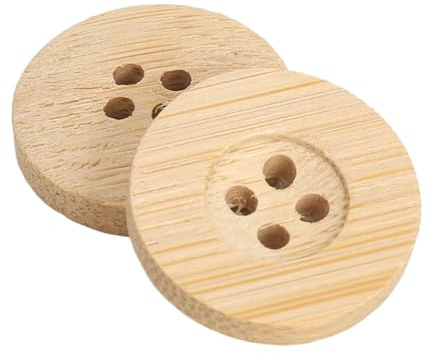 10 Stück Holzknöpfe 4 Loch,Runde Knöpfe zum Nähen und Basteln von Dekorationen,Breiter Rand Ersatzknöpfe Dekorative Knöpfe Bastelknöpfe für Nähen Pullover Mäntel Malerei Geschenk Deko,Holzfarbe,18mm