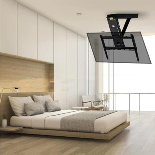 JYBNBBE Hidden Drop Down TV Lift - Electric TV Ceiling Mount With Remote Control And Switch Control, 0-85° Flip Down Motorised TV Bracket, Motorised TV Lift Fits 50-90 Inch TVs