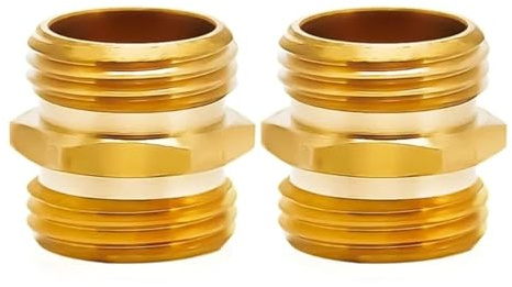 JMORCO Schlauchverbinder Schlauchadapter, 2 Stück, 3/4 Zoll, massives Messing, Garten, Doppelstecker, schnell oder robust, Stecker auf, Schlauchanschlussadapter