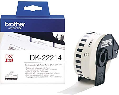 Brother DK-22214 Endlosetiketten (Papier, 12 mm breit, 30,48 m lang, für Brother QL-Etikettendrucker)