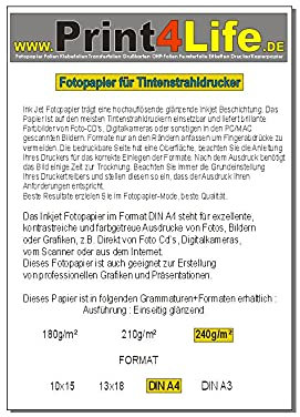50 Blatt DIN A4 EDLER GLANZ Fotopapier 240g/m² ! 297mm x 210mm