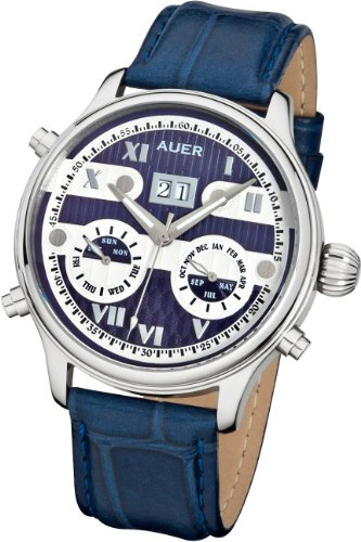 AUER Classic Collection BA-513-BluSBluL Herren Automatikuhr Klassisch schlicht