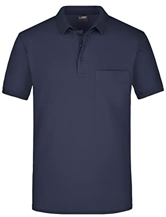 James & Nicholson Herren Piqué Polo mit Brusttasche - Hochwertiges Poloshirt für Beruf & Freizeit | Farbe: navy | Grösse: M