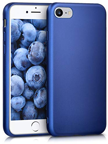 kwmobile Case kompatibel mit Apple iPhone SE (2022) / iPhone SE (2020) / iPhone 8 / iPhone 7 Hülle - Schutzhülle aus Silikon metallisch schimmernd - Handyhülle Metallic Blau