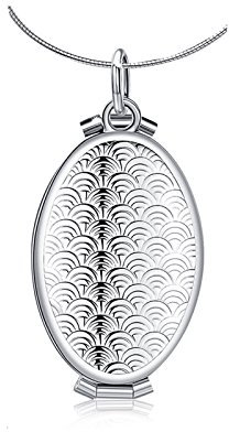 AMDXD Foto Amulett zum öffnen mit Kette Oval Schuppe 4 Foto Einsetzbar Damen Herren Hlaksette mit Anhänger Silber