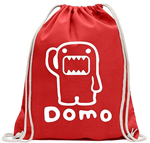 Kiwistar - Turnbeutel - rot - Domo - Hello - Maskottchen - Fun Rucksack Sport Beutel Gymsack Baumwolle mit Ziehgurt