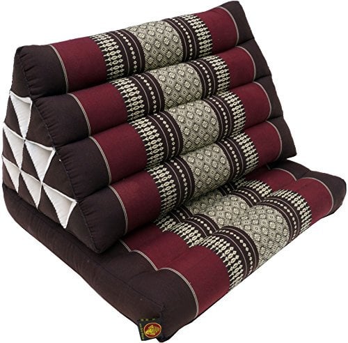 GURU SHOP Thaikissen, Dreieckskissen, Kapok, Tagesbett mit 1 Auflage - Dunkelbraun/rot, 30x50x75 cm