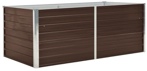 vidaXL Hochbeet Pflanzenbeet Gemüsebeet Pflanzkasten Frühbeet Gartenbeet Pflanzkübel Blumenkasten Blumenbeet 160x80x45cm Verzinkter Stahl Braun