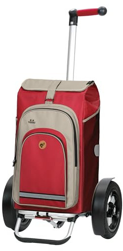 Andersen Shopper Tura Alu klappbar mit Luftreifen Ø 29cm und 62 Liter Tasche Hydro 2.0 mit Kühlfach rot