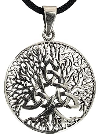 Lebensbaum Anhänger aus 925 Sterling Silber mit Silberkette 1 mm, 45-65 cm (45 cm) Si. 401