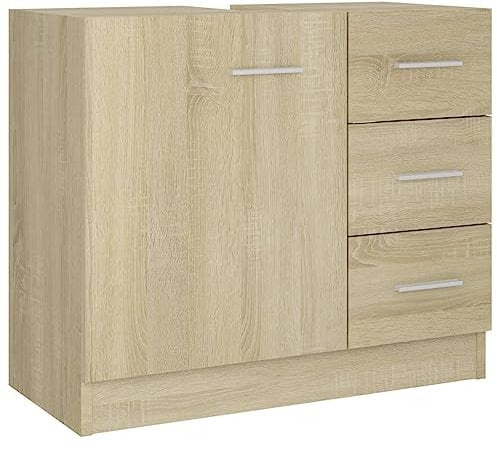 vidaXL Waschbeckenunterschrank Waschtisch Unterschrank Badmöbel Badschrank Badezimmerschrank Badezimmer Sonoma-Eiche 63x30x54cm Holzwerkstoff