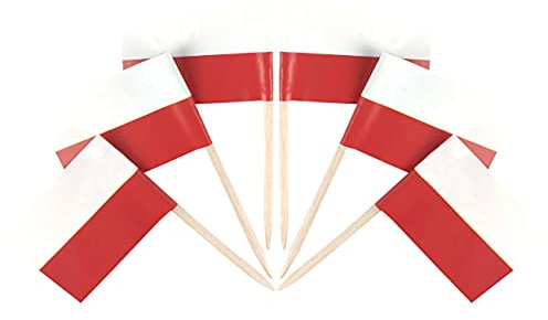QQSD Polen Zahnstocher-Flagge, poliert, klein, 100 Stück