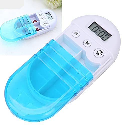 Medicine Pills Case, 2 Compartments Portable Medication Storage Organizer Timer Digital Electronic Smart with Alarm Reminder for Travel Dispense