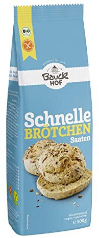 Bauckhof Schnelle-Brötchen-Backmischung mit Saaten, glutenfrei (500 g) - Bio