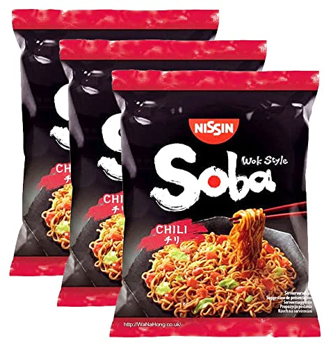 Nissin Soba Gebratene Instant-Nudeln, Yakisoba, 109 g, 9 Portionen, Chili