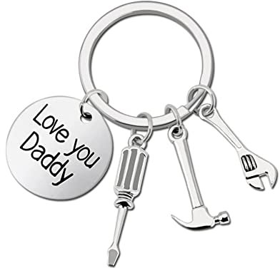 CHUANGOU Geschenk Für Den Vater Vater Geburtstagsgeschenk Vatertagsgeschenk Schlüsselanhänger Eingraviert mit den Worten “Love You Daddy”