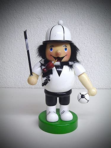 Räuchermann Fussballer Kicker 16 cm Schwarz/Weiß mit Fahne Räucherfigur 40388