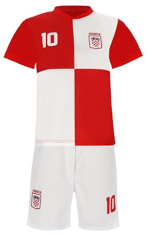 Blackshirt Company Kroatien Kinder Trikot Set Fußball WM EM Fan Trikot Zweiteiler Rot Weiss Sporttrikot Größe 92-98