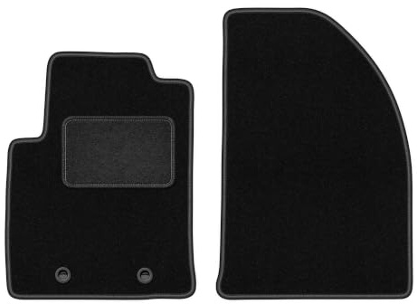 Velours-Fußmatten vorne passend für Ford Fiesta MK6 2002-2010, Schwarz, LUX | passend für Schrägheck; Velours-Teppich (Polypropylen), ca. 6,5 mm; rutschfest, ovale Befestigungen (Typ OWAL)