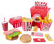 Gadpiparty Holz Fast Food Toy Food Model Realistischer Chip Burger Pommes Deluxe Diner Trep Play Kitchen Accessoires Set Play House Requisiten für Kleinkinder Kinder