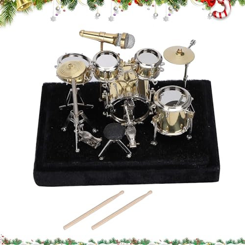 Fyearfly Miniatur Schlagzeug Modell,Miniatur Schlagzeug Deko,Musikinstrumente Für Heim Schreibtisch Dekoration Geschenk Für Weihnachten Erntedankfest Feiertage Abschlussfeier