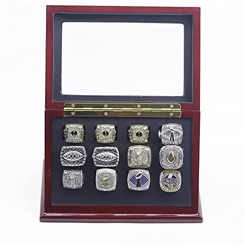 HYKJSHED 12PCS Fantasy Football Ringe 2011 bis 2022 Championship Rings Collection FFL Championship Trophy Gift Box Ring Display Box