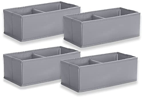 IHOMAGIC Pack of 4 Aufbewahrungsboxen Kleiderschrank Organizer, Faltbare Aufbewahrungskisten, Stoff Schrank Organizer Mit 2 Fächer, Schubladen Ordnungssystem Für Krawatten, Kosmetik, Büromaterial