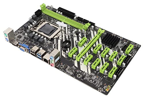 Septpenta Mining Mainboard, Vga Schnittstelle Gigabit LAN Schnittstelle PCIE16X 11 PCIE1X Desktop Computer Mainboard, 2 Kanal DDR4 3 SATA3.0 Schnittstelle Mehrphasen Netzteil für Büro