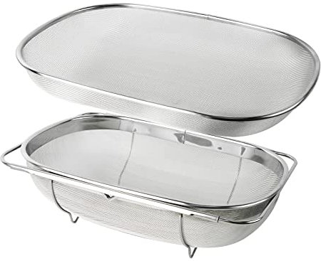 Luwint Doppelsieb Oval Honigsieb mit Ständer, Ellipsentrainer Edelstahl Honigfilter Mesh Sieb Bienen Honig Sieb Schmutz Sieb Imkerei Ausrüstung Honig Ernte Werkzeug