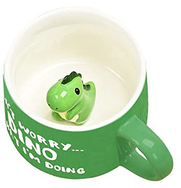 BigNoseDeer Cute Coffee Mug Kawaii Dinosaur Milk Tea Ceramic Mugs,3D Animal Morning Cup Gift for Hot Chocolate Drink Weddings Birthdays Gifts for Women Father's Day Mother Day Personalised Gifts