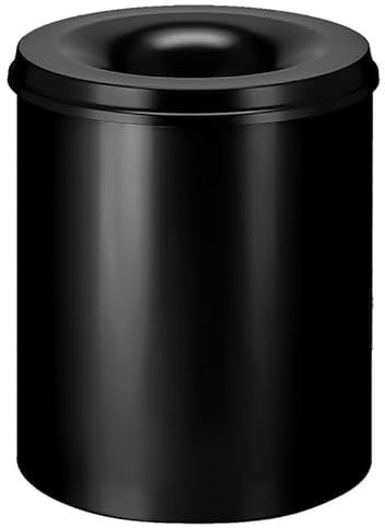 PROREGAL Selbstlöschender Papierkorb & Abfallsammler aus Metall | 80 Liter, HxØ 54x47cm | Schwarz