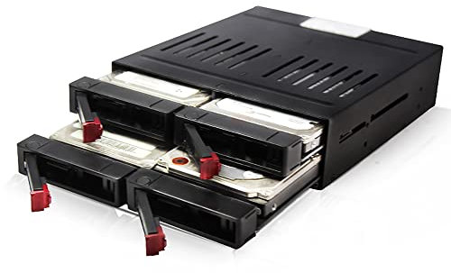 HUIOP Boîtier de Disque Dur Support de Disque Dur Interne à 4 emplacements Quatre 2.5 Pouces HDD/SSD Installation Facile Plug and Play, Alliage d'aluminium + PC Noir USB 3.0
