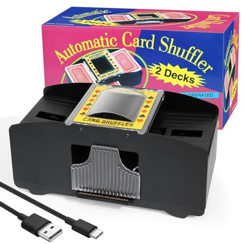 ZAKVOP Kartenmischmaschine Elektrische 2 Decks, USB/Batteriebetrieben Automatischer Kartenmischer für Pokerkarten, UNO-Kartenspiel und Blackjack, ideal für Familienfeiern und Reisen