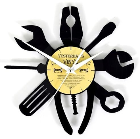 Werkzeug Vinyl Wanduhr aus Einer echten Schallplatte