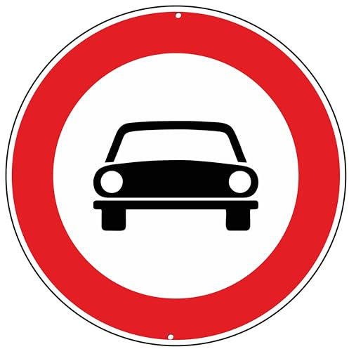 Pubblimania Accesso Vietato agli Autoveicoli segnaletica stradale cartello in alluminio composito rotondo spesso 3 mm per esterno Ø 30 (Accesso Vietato Autoveicoli)
