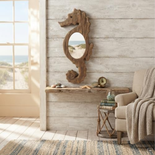 abc HOME | Wandspiegel Seepferdchen | 60 cm H