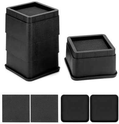 QWORK® Set von 4 Möbelerhöhung mit Schaumkissen - 5 cm - Hochwertige Kunststoff Sofa Füße Bett Erhöhung Tisch Erhöhung