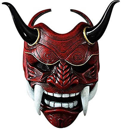 Changtai Japanischer Samurai Oni Maske Cosplay Prajna Maske Dämonen Gesichtsabdeckung Ghostface Horror Maske Halloween Deko Kostüm Masken Geschenke für Erwachsene und Kinder