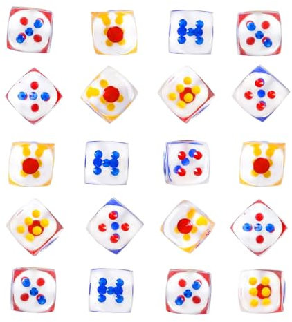 20 Pcs Dadi 6 Facce 12mm Dadi da Gioco per Tenzi, Farkle, Yahtzee, Bunco or Insegnare i Matematici, Dadi da Gioco, Traslucido Dadi