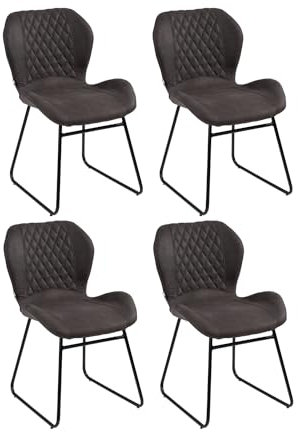 Home4You Esszimmerstühle Küchenstühle Wohnzimmerstühle | 4er Set | Mikrofaser | Anthrazit