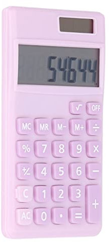 Petite Calculatrice Bureau Abs Dual Power Handrechner Taschenrechner 8-stelliger Dual Power Handrechner mit Großem LCD-Display und Großen Empfindlichen Tasten (Blassrosa-Lila)