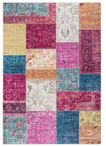 -LUXOR- living Teppich Wohnzimmer Prima im Vintage Design - Wohnzimmerteppich Teppich Kurzflor Digitaldruck in zeitlosem Design Multi 200 x 290 cm