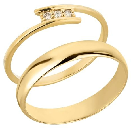 Ardeo Aurum Trauringe Paar aus 375 Gold Gelbgold mit 0,06 ct Diamanten Brillanten