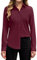 siliteelon Women's Shirts Long Sleeve Stretch Shirts for Women Regular Fit Dress Shirt Button Down Shirt Women Executive Office Business Casual Cotton Ladies Shirt Burgundy